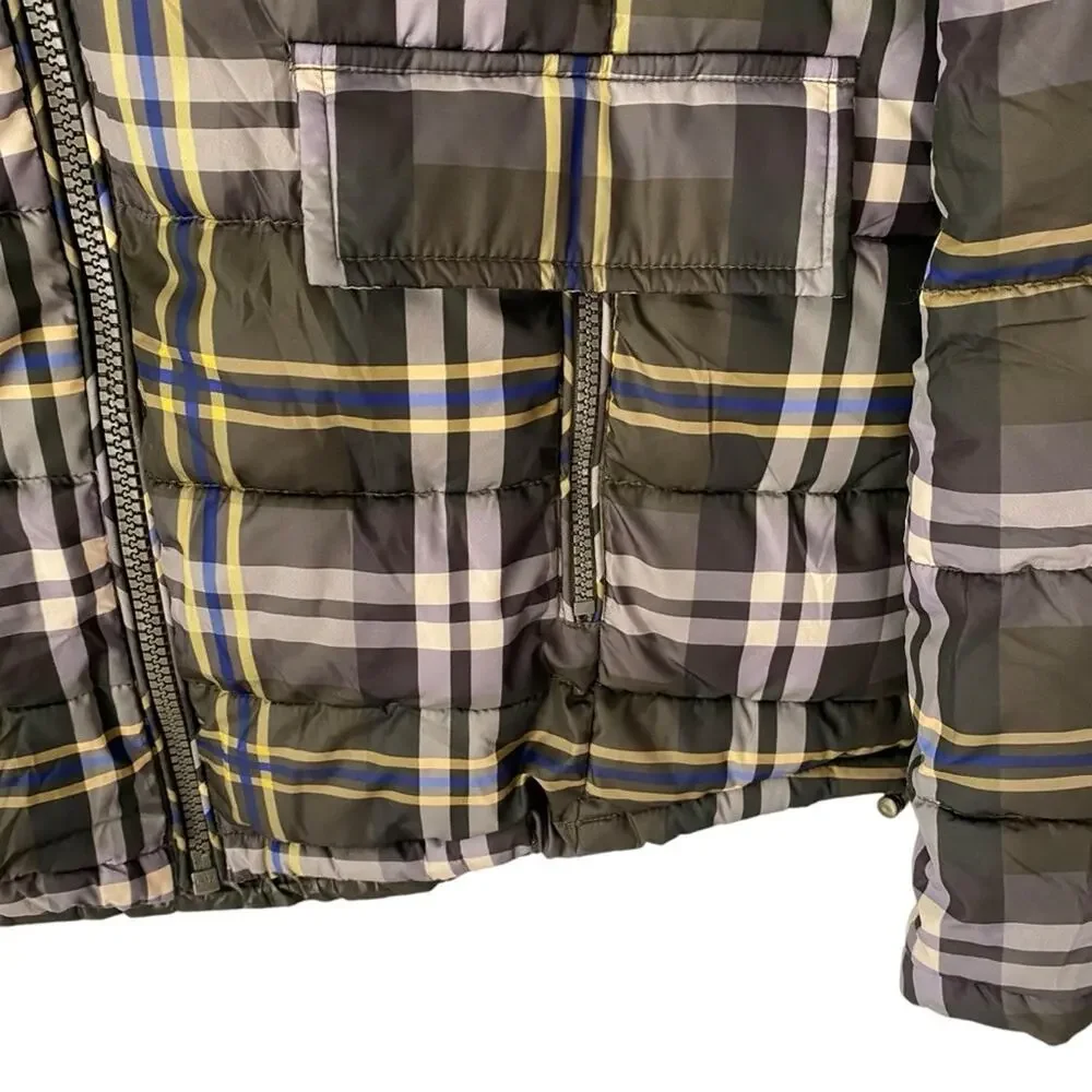 Lauren Ralph Lauren Green Plaid Puffer Quilted Jacket Loden Check size medium